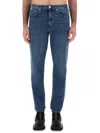 Theory 'borough' Blie Jeans With Belt Loops And Logo Patch On The Rear
