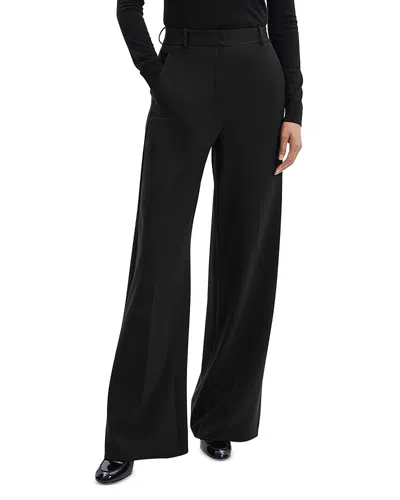 Theory High Waist Double Knit Wide Leg Pants In Black