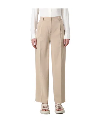 Theory Straight-leg Pleated Trousers In Nude