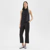 Theory Straight-leg Pull-on Pant In Linen-viscose In Black