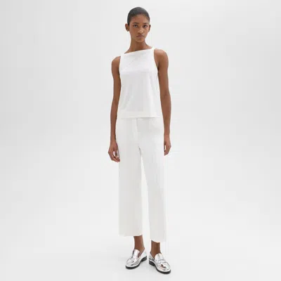 Theory Straight-leg Pull-on Pant In Linen-viscose In Ivory