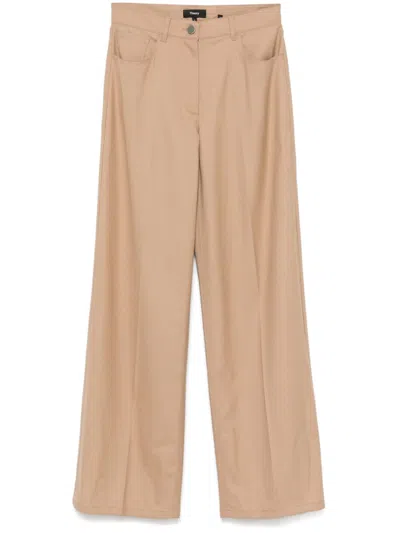 Theory Straight-leg Trousers In Neutrals