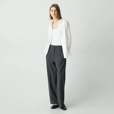 Theory Straight Pant In Good Wool In Charcoal Melange