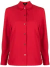 Theory Straight-point Collar Button-down Shirt In Red