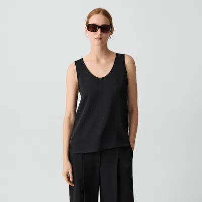 Theory Straight Shell Top In Silk Georgette In Black