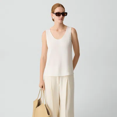 Theory Straight Shell Top In Silk Georgette In White
