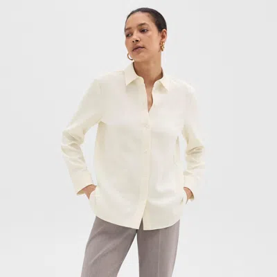 Theory Straight Shirt In Admiral Crepe In Rice