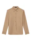 Theory Smooth Flannel Straight Shirt In Camel