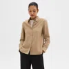 Theory Straight Shirt In Sleek Flannel In New Camel