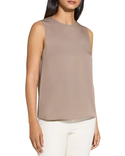 Theory Straight Silk Shell In Gray