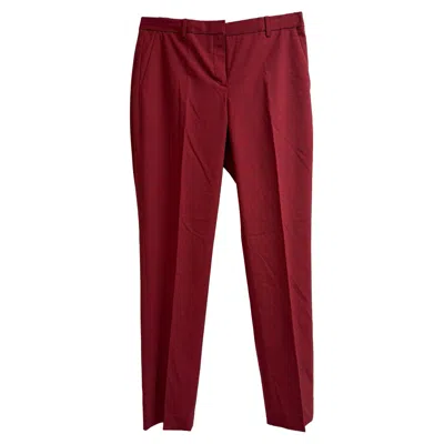 Theory Straight-leg Trousers In Burgundy Wool In Red