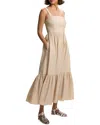 Theory Sleeveless Square-neck Tiered Poplin Midi Dress
