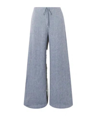 Theory Strap Wide Leg Casual Pants In Blue