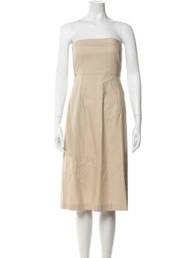 Pre-owned Theory Strapless Knee-length Dress In Neutral