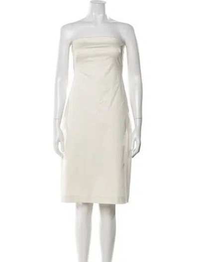 Pre-owned Theory Strapless Knee-length Dress In Neutral