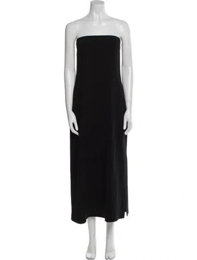 Pre-owned Theory Strapless Midi Length Dress In Black