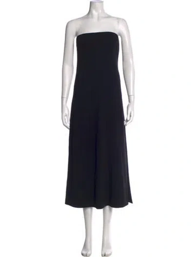 Pre-owned Theory Strapless Midi Length Dress In Black