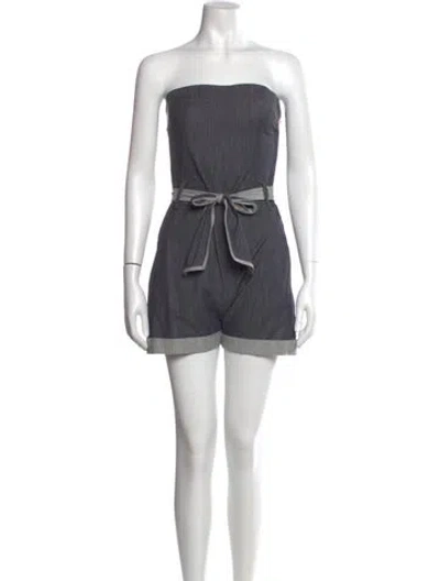 Pre-owned Theory Strapless Romper In Gray