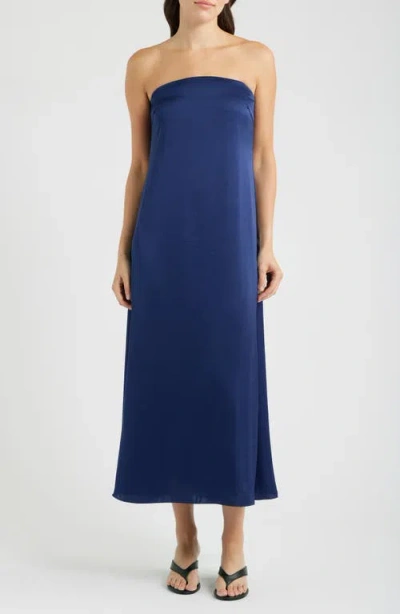 Theory Strapless Satin Dress In Animal Print