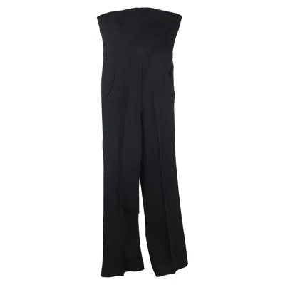 Theory Strapless Straight-leg Jumpsuit In Black Viscose