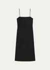 THEORY STRAPPY A-LINE LINEN-BLEND MIDI DRESS