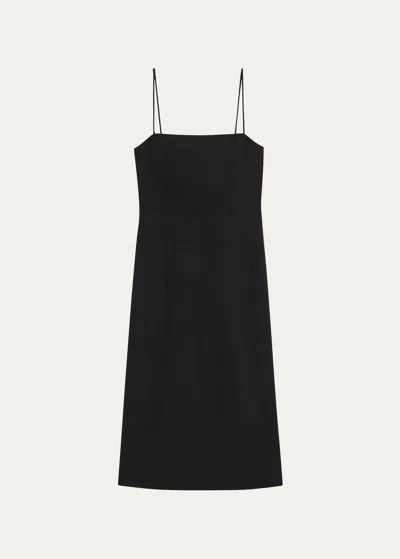 Theory Good Strappy A-line Linen Blend Dress In Black