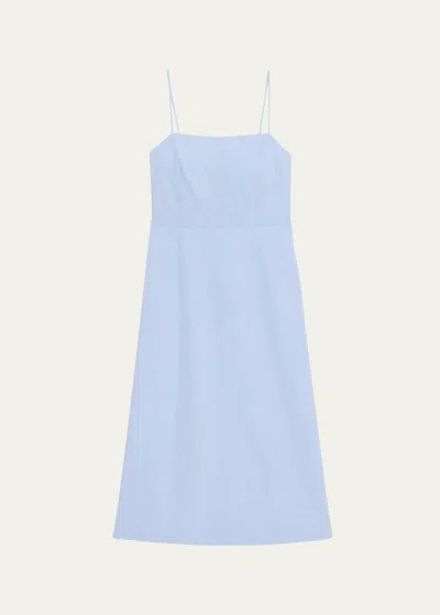 Theory Strappy A-line Linen-blend Midi Dress In Skylight