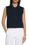 Theory Stretch Cotton Blend Zip Sweater Vest In Blue