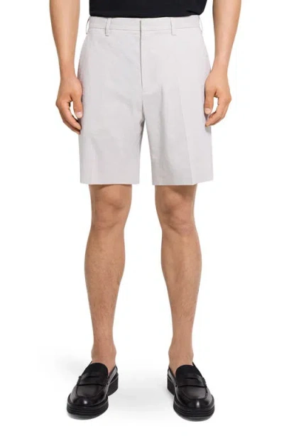Theory Stretch Linen Blend Shorts In Silver