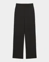 Theory High-waist Straight-leg Pant In Good Wool In Black