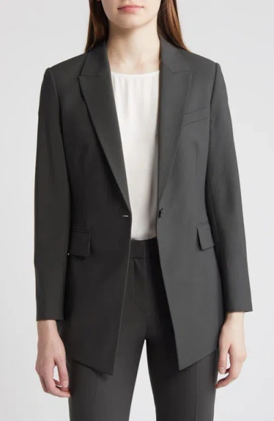 Theory Stretch Wool Cutaway Blazer In Dark Olive