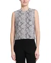 Theory Python Print Wool Blend Shell Top In Light Multi