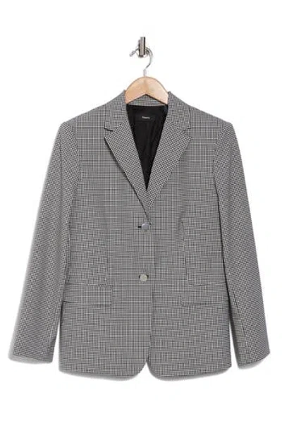 Theory Stretch Wool Slim Fit Blazer Jacket In Black Multi