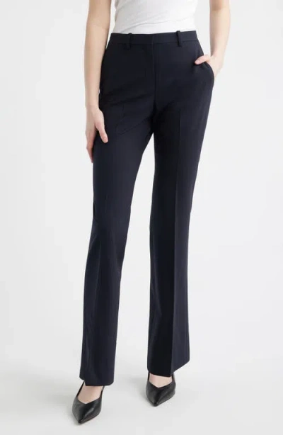 Theory Stretch Wool Trousers In Blue
