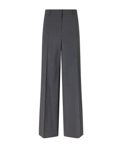 Theory Stretch-wool Straight-leg Pants In Gray