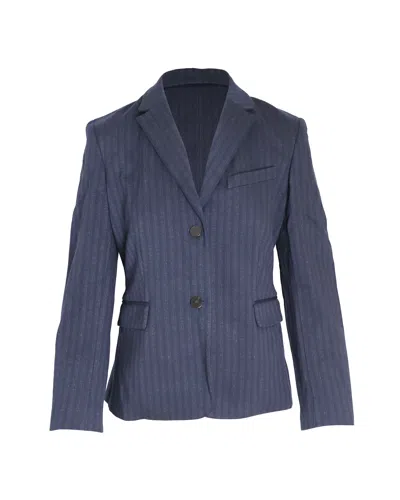 Theory Stripe Blazer In Navy Blue Viscose