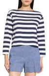 Theory Stripe Boat Neck T-shirt In Navy Multi