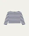 Theory Stripe Boat-neck Tee In Navy Multi