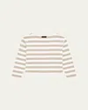 Theory Stripe Boxy Crewneck Tee In Taupe Multi