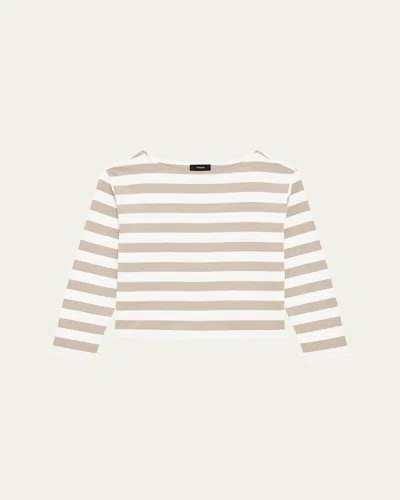 THEORY STRIPE BOAT-NECK TEE