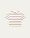Theory Stripe Boxy Crewneck Tee In Taupe Multi