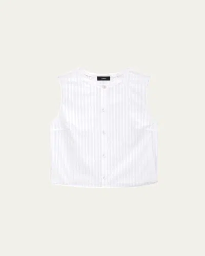 Theory Stripe Button-front Sleeveless Shell