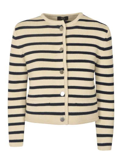 Theory Stripe Cardigan In Navy