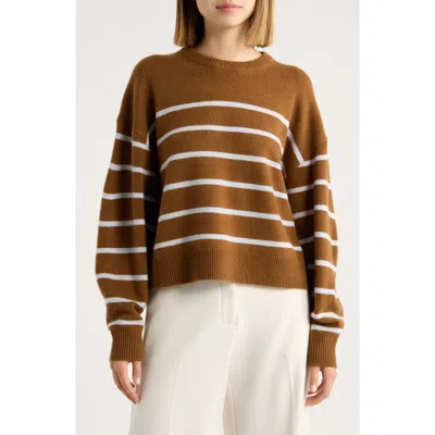 Theory Stripe Cashmere Sweater In Brown