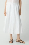 Theory Stripe Cotton Pull-on Midi Skirt In White