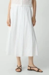 Theory Stripe Cotton Pull-on Midi Skirt In White