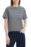 Theory Stripe Cotton T-shirt In Navy/white