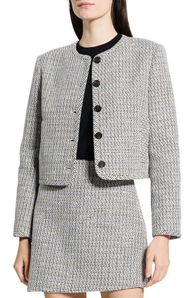 Theory Stripe Crop Jacket In Gray