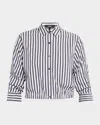 Theory Stripe Cropped Button-front Shirt In Multi