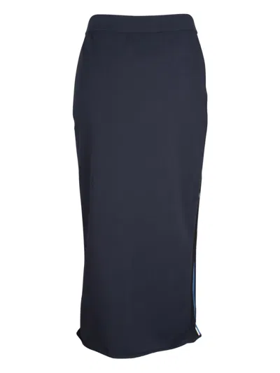 Pre-owned Theory Stripe-detail Midi Skirt In Blue